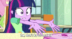 Size: 450x248 | Tagged: safe, edit, edited screencap, screencap, fluttershy, twilight sparkle, equestria girls, g4, animated, caption, computer, eyeshadow, facedesk, fail, female, gif with captions, image macro, incomplete twilight strong, laptop computer, meme, op, reaction image