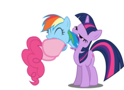 Size: 500x364 | Tagged: safe, artist:sersys, pinkie pie, rainbow dash, twilight sparkle, g4, not salmon, pinkie prey, preddash, preydash, simple background, transparent background, twipred, vector, vore, voreception, wat