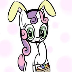 Size: 600x600 | Tagged: safe, artist:ropeface, sweetie belle, g4, bunny ears, easter, easter basket, easter egg, female, solo