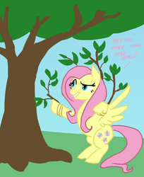 Size: 500x612 | Tagged: source needed, safe, artist:bux, fluttershy, g4, cargo ship, female, flirting, fluttertree, shipping, solo, tree, tree costume