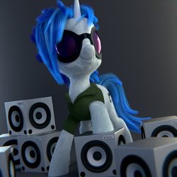 Size: 1920x1920 | Tagged: safe, artist:ryolo132, dj pon-3, vinyl scratch, pony, unicorn, g4, 3d, clothes, coat, cutie mark, female, hooves, horn, mane, mare, smiling, solo, sunglasses, teeth