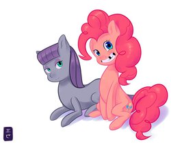 Size: 975x820 | Tagged: safe, artist:gikamoth, maud pie, pinkie pie, g4, simple background, smiling