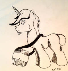 Size: 1024x1072 | Tagged: safe, artist:snow, oc, oc only, pony, monochrome, solo