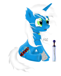 Size: 900x1125 | Tagged: safe, artist:goforgold, oc, oc only, pony, unicorn, flash, potion, solo, sword