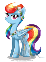 Size: 1410x1900 | Tagged: safe, artist:tiffanymarsou, part of a set, rainbow dash, g4, alternate hairstyle, clothes, female, flower, flower in hair, jewelry, may festival, rainbow dash always dresses in style, see-through, simple background, solo, transparent background