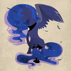 Size: 2000x2000 | Tagged: safe, artist:evehly, princess luna, alicorn, pony, g4, feather, female, high res, mare, silhouette, solo