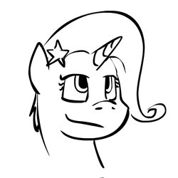 Size: 500x500 | Tagged: safe, artist:phillipfga, trixie, pony, unicorn, g4, alternate hairstyle, female, mare, monochrome, portrait, solo