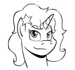 Size: 568x537 | Tagged: safe, artist:phillipfga, trixie, pony, unicorn, g4, alternate hairstyle, female, mare, monochrome, portrait, solo