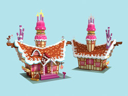 Size: 680x510 | Tagged: safe, g4, 3d, building, paper-replika, papercraft, sugarcube corner, template