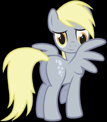 Size: 838x953 | Tagged: safe, artist:juniberries, derpy hooves, pegasus, pony, g4, black background, bubble butt, butt, female, looking at you, mare, plot, simple background, smiling, solo, spread wings, vector, wings