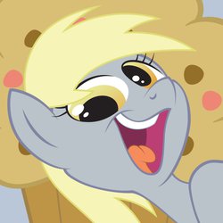 Size: 894x894 | Tagged: safe, artist:juniberries, derpy hooves, pegasus, pony, g4, female, mare, meme, muffin, reaction image, smeel, solo