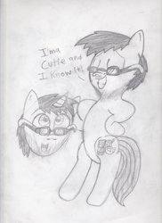 Size: 763x1048 | Tagged: safe, artist:toon-n-crossover, oc, oc only, pony, bipedal, monochrome, ponysona, sketch, smiling, standing