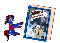 Size: 8000x5800 | Tagged: safe, artist:csillaghullo, daring do, oc, oc only, earth pony, pony, g4, absurd resolution, book, confetti, daring do and the griffon's goblet, solo, writer