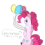 Size: 1253x1243 | Tagged: safe, artist:xxxsketchbookxxx, pinkie pie, earth pony, pony, semi-anthro, g4, back, balloon, bedroom eyes, bipedal, blushing, butt, female, looking back, mare, plot, smiling, solo, speech bubble