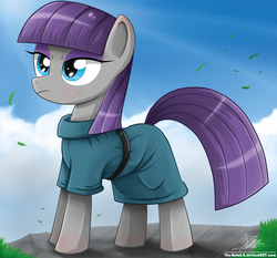 Size: 1871x1742 | Tagged: safe, artist:the-butch-x, maud pie, earth pony, pony, g4, clothes, cloud, female, grass, mare, sky, solo