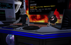 Size: 1280x817 | Tagged: safe, artist:arikane, artist:gergta, oc, oc only, 3d, computer, furry, game screencap, glasses, laptop computer, record, second life, turntable