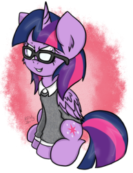 Size: 708x916 | Tagged: safe, artist:kristysk, twilight sparkle, alicorn, pony, g4, clothes, female, glasses, mare, simple background, solo, sweater, transparent background, twilight sparkle (alicorn)