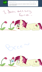 Size: 750x1280 | Tagged: safe, roseluck, parasprite, g4, ask, comic, female, rosereplies, solo, tumblr