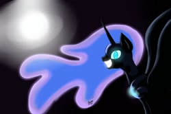 Size: 1280x852 | Tagged: safe, artist:akaidalia, nightmare moon, g4, female, glowing eyes, solo