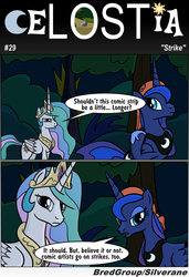 Size: 1300x1900 | Tagged: safe, artist:bredgroup, princess celestia, princess luna, comic:celostia, g4, breaking the fourth wall, comic, lost, translation