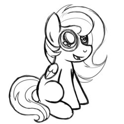 Size: 894x894 | Tagged: safe, artist:drawponies, oc, oc only, oc:golden gates, pegasus, pony, babscon, babscon mascots, cute, female, filly, monochrome, sketch, solo