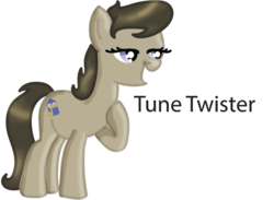 Size: 760x556 | Tagged: safe, artist:sir voidgod lovefairy, oc, oc only, oc:tune twister, offspring, open mouth, parent:doctor whooves, parent:octavia melody, parents:doctavia, raised hoof, simple background, smiling, solo, transparent background