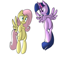 Size: 1200x1000 | Tagged: safe, artist:january3rd, fluttershy, twilight sparkle, alicorn, pony, g4, female, mare, simple background, transparent background, twilight sparkle (alicorn)