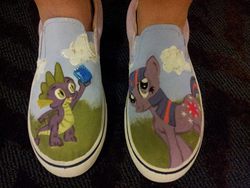 Size: 960x720 | Tagged: safe, artist:stephanniethings, spike, twilight sparkle, g4, clothes, shoes