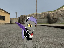 Size: 1024x768 | Tagged: safe, artist:krautalicornss, oc, oc only, oc:midnight blossom, bat pony, pony, 3d, clothes, gmod, maid, royal guard, smiling, solo