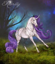 Size: 833x960 | Tagged: safe, artist:jakkdaw, rarity, classical unicorn, g4, cloven hooves, curved horn, female, horn, leonine tail, realistic, solo