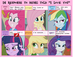 Size: 1044x1043 | Tagged: safe, applejack, fluttershy, pinkie pie, rainbow dash, rarity, twilight sparkle, equestria girls, g4, adobe flash, blushing, mane six