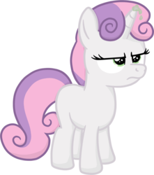 Size: 1351x1528 | Tagged: safe, artist:moemneop, sweetie belle, pony, unicorn, g4, female, filly, foal, frown, glare, horn, magic, seriously, simple background, solo, transparent background, unamused