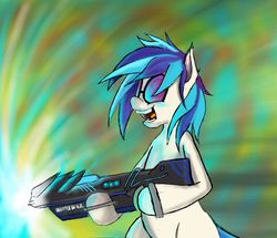Size: 2458x2118 | Tagged: safe, artist:greyscaleart, dj pon-3, vinyl scratch, g4, bass cannon, colorful, female, high res, solo, wub