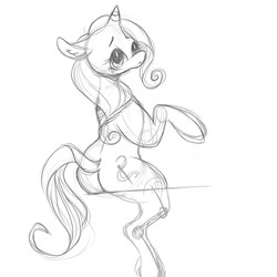 Size: 1280x1280 | Tagged: safe, artist:slimeprnicess, trixie, pony, unicorn, g4, butt, female, mare, monochrome, plot, sketch, solo