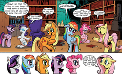 Size: 800x490 | Tagged: safe, idw, applejack, fluttershy, pinkie pie, rainbow dash, rarity, twilight sparkle, alicorn, pony, comic:the unexpected love life of dusk shine, g4, anime, dusk shine gets all the mares, exploitable meme, female, mane 6 interests, mane six, mare, meme, twilight sparkle (alicorn)