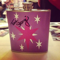 Size: 640x640 | Tagged: safe, artist:neoangelwink, autograph, babscon, convention, customized toy, flask, irl, merchandise, tara strong