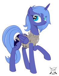 Size: 1836x2352 | Tagged: safe, artist:shadawg, princess luna, alicorn, pony, g4, clothes, female, s1 luna, simple background, solo, transparent background, vest