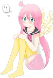 Size: 735x1087 | Tagged: safe, artist:sakura-grenadine, fluttershy, human, g4, clothes, female, humanized, school uniform, solo, winged humanization