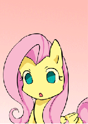 Size: 250x350 | Tagged: dead source, safe, artist:d-tomoyo, fluttershy, g4, :o, animated, backing away, blinking, blushing, cute, ear flick, embarrassed, female, floppy ears, gif, looking at you, shy, shyabetes, smiling, solo