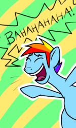 Size: 768x1280 | Tagged: safe, artist:tavrosbrony, rainbow dash, g4, laughing, rainbow blitz, rule 63, simple background, solo