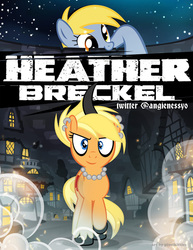 Size: 695x900 | Tagged: safe, artist:pixelkitties, derpy hooves, oc, oc:heather breckel, changeling, hybrid, pegasus, pony, g4, attack on pony, attack on titan, curved horn, female, giant derpy hooves, giant pony, heather breckel, horn, macro, mare, pixelkitties' brilliant autograph media artwork, ponified, unshorn fetlocks