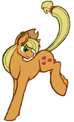 Size: 1760x2884 | Tagged: safe, artist:vocaloid6, applejack, earth pony, pony, g4, applebucking, bucking, female, looking back, mare, simple background, solo, transparent background