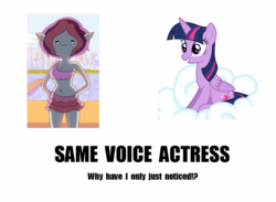 Size: 876x641 | Tagged: safe, twilight sparkle, alicorn, pony, g4, bravest warriors, exploitable meme, female, mare, meme, plum, same voice actor, tara strong, twilight sparkle (alicorn)