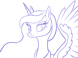 Size: 1024x768 | Tagged: safe, artist:vasillium, princess luna, g4, female, monochrome, solo