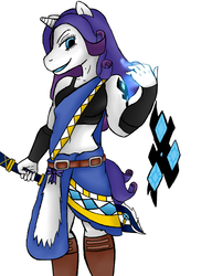 Size: 1619x2111 | Tagged: safe, artist:trinity-comettrail, rarity, anthro, g4, crossover, fangs, female, final fantasy, final fantasy xiii, solo