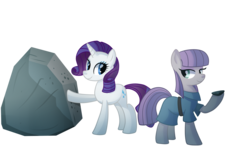 Size: 3000x1750 | Tagged: safe, artist:drawntildawn, boulder (g4), maud pie, rarity, tom, earth pony, pony, unicorn, g4, boulder, female, horn, mare, simple background, transparent background