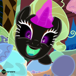 Size: 550x550 | Tagged: safe, screencap, rarity, pony, unicorn, g4, inspiration manifestation, cropped, female, glowing horn, horn, inspirarity, inverted colors, mare, prepare thyself, put a smile on that face, solo, the hub