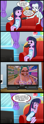 Size: 713x2000 | Tagged: safe, artist:madmax, edit, rarity, twilight sparkle, alicorn, equestria girls, g4, comic, foodfight!, horrifying, horror, meme, nightmare fuel, twilight sparkle (alicorn), ugly, what's wrong with this place