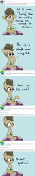 Size: 565x2850 | Tagged: safe, artist:lilliesinthegarden, doctor whooves, time turner, earth pony, pony, g4, angry, ask, blushing, comic, implied gay, necktie, nurse turner, sandwich, solo, table, tumblr
