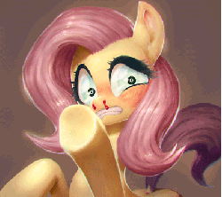 Size: 425x378 | Tagged: safe, artist:frali, fluttershy, pegasus, pony, g4, animated, female, nosebleed, pixiv, solo, tumblr, wip